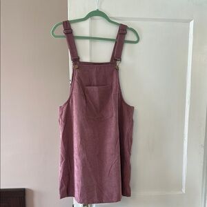 Pink Corduroy Overall Dress